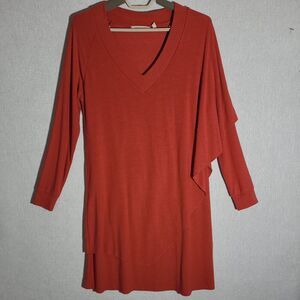 Soft Surrounds Marla Dress Draped V Neck Artsy  Small Rust Salmon